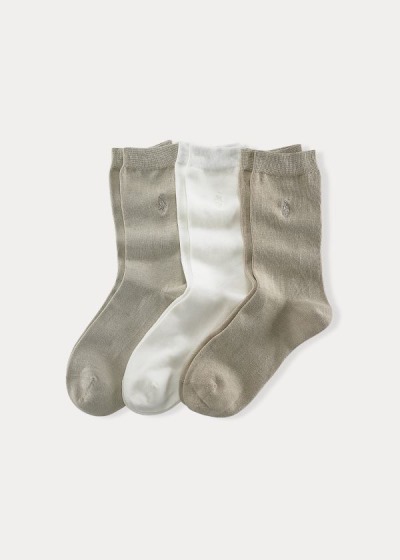 Women's Polo Ralph Lauren Flat Knit Crew 3-Pack Socks | 941870ISP